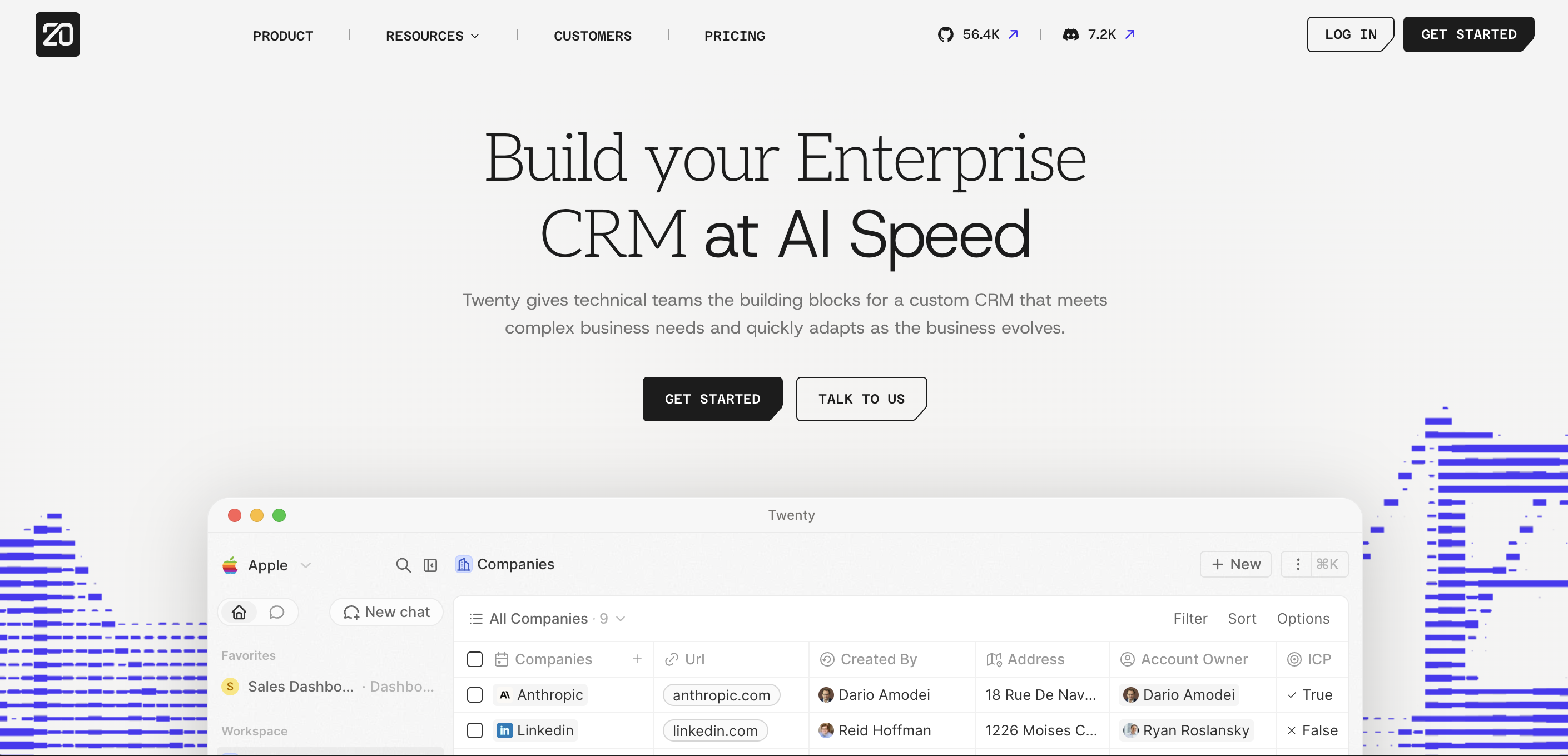 Twenty CRM landing page